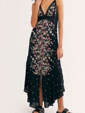 chinese dress ladies FREE PEOPLE Maxi BLUEBELL Patchwork Tiered Dress – Silver Accents main image 0
